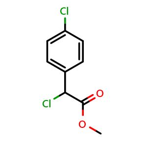 Chemical structure of methyl 2-chloro-2-(4-chlorophenyl)acetate , CAS 67447-60-3, AChemBlock AD250212