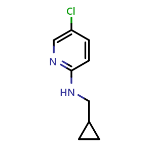 Chemical structure of 5-chloro-N-(cyclopropylmethyl)pyridin-2-amine , CAS 1042515-86-5, AChemBlock AD250214