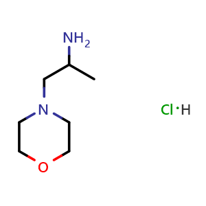 Chemical structure of 1-Morpholinopropan-2-amine hydrochloride , CAS 1505567-95-2, AChemBlock AD250217
