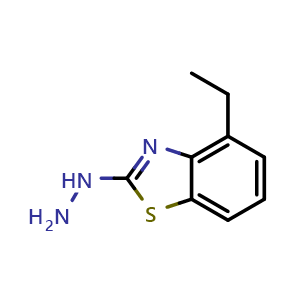 Chemical structure of 4-Ethyl-2-hydrazino-1,3-benzothiazole , CAS 872696-01-0, AChemBlock AD250222