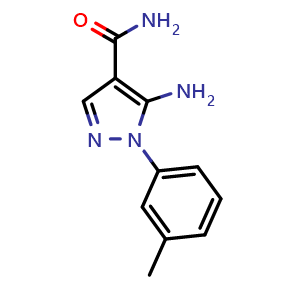 Chemical structure of 5-amino-1-(3-methylphenyl)-1H-pyrazole-4-carboxamide , CAS 1171627-74-9, AChemBlock AD250232