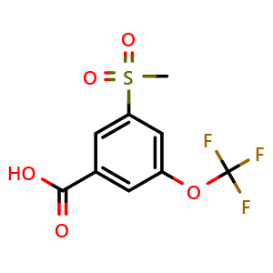 Chemical structure of 3-Methanesulfonyl-5-(trifluoromethoxy)benzoic acid , CAS 2592405-76-8, AChemBlock AD250256
