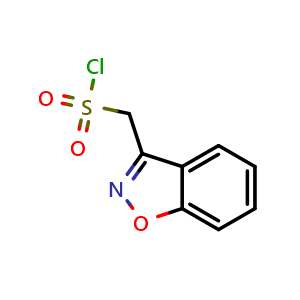 Chemical structure of 1,2-benzoxazol-3-ylmethanesulfonyl chloride , CAS 73101-65-2, AChemBlock AD250266