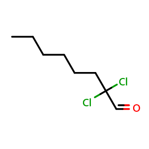Chemical structure of 2,2-Dichlorooctanal , CAS 50735-74-5, AChemBlock AD250283
