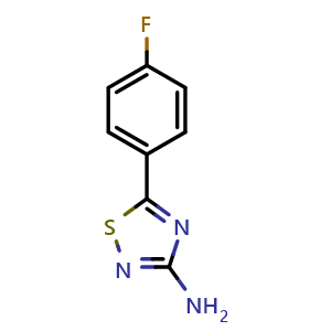 Chemical structure of 5-(4-fluorophenyl)-1,2,4-thiadiazol-3-amine , CAS 1086385-83-2, AChemBlock AD250294