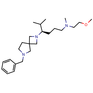 Chemical structure of (4R)-4-(7-benzyl-2,7-diazaspiro[3.4]octan-2-yl)-N-(2-methoxyethyl)-N,5-dimethyl-hexan-1-amine , CAS 2654084-05-4, AChemBlock AD250313