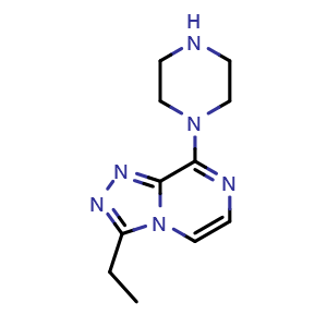Chemical structure of 3-ethyl-8-(piperazin-1-yl)-[1,2,4]triazolo[4,3-a]pyrazine , CAS 1955515-15-7, AChemBlock AD250317