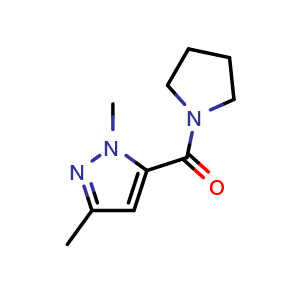 Chemical structure of 1,3-dimethyl-5-(pyrrolidine-1-carbonyl)-1H-pyrazole , CAS 88398-77-0, AChemBlock AD250335
