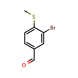 Chemical structure of 3-bromo-4-(methylsulfanyl)benzaldehyde , CAS 694481-10-2, AChemBlock AD250341