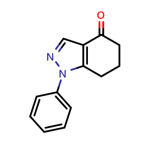 Chemical structure of 1-phenyl-4,5,6,7-tetrahydro-1H-indazol-4-one , CAS 14823-31-5, AChemBlock AD250355
