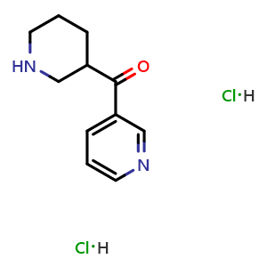 Chemical structure of 3-(piperidine-3-carbonyl)pyridine dihydrochloride , CAS 1301738-69-1, AChemBlock AD250364