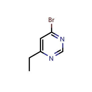 Chemical structure of 4-bromo-6-ethylpyrimidine , CAS 1086382-07-1, AChemBlock AD250384