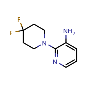 Chemical structure of 2-(4,4-Difluoropiperidin-1-yl)pyridin-3-amine , CAS 2028747-28-4, AChemBlock AD250391