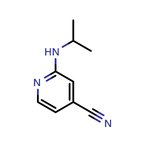 Chemical structure of 2-[(propan-2-yl)amino]pyridine-4-carbonitrile , CAS 127680-78-8, AChemBlock AD250396