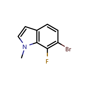 Chemical structure of 6-bromo-7-fluoro-1-methyl-indole , CAS 936901-95-0, AChemBlock AD250397