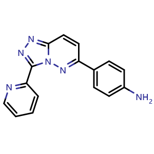 Chemical structure of [4-(3-pyridin-2-yl[1,2,4]triazolo[4,3-b]pyridazin-6-yl)phenyl]amine , CAS 1204296-38-7, AChemBlock AD250403