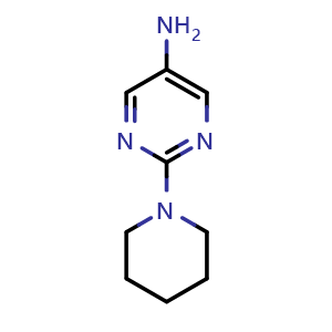 Chemical structure of 2-(piperidin-1-yl)pyrimidin-5-amine , CAS 1086378-61-1, AChemBlock AD250407