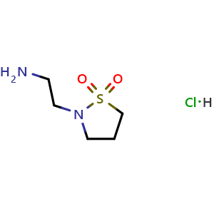 Chemical structure of 2-(2-aminoethyl)-1lambda6,2-thiazolidine-1,1-dione hydrochloride , CAS 1190044-24-6, AChemBlock AD250433