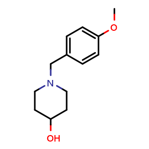 Chemical structure of 1-[(4-methoxyphenyl)methyl]piperidin-4-ol , CAS 21937-59-7, AChemBlock AD250440