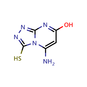 Chemical structure of 5-Amino-3-mercapto-[1,2,4]triazolo[4,3-a]pyrimidin-7-ol , CAS 41266-68-6, AChemBlock AD250446