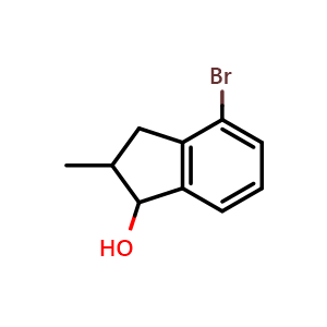 Chemical structure of 4-bromo-2-methyl-2,3-dihydro-1H-inden-1-ol , CAS 880653-70-3, AChemBlock AD250454