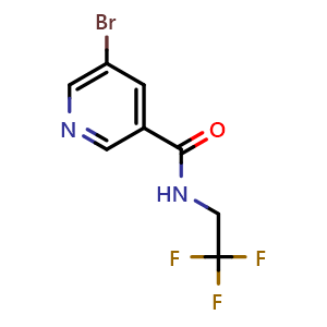 Chemical structure of 5-bromo-N-(2,2,2-trifluoroethyl)pyridine-3-carboxamide , CAS 1207049-99-7, AChemBlock AD250457