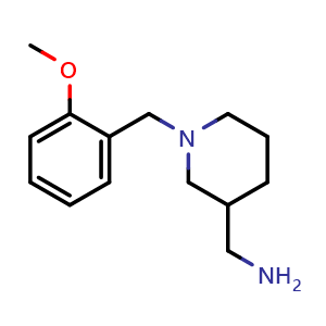 Chemical structure of (1-(2-methoxybenzyl)piperidin-3-yl)methanamine , CAS 1017399-89-1, AChemBlock AD250469