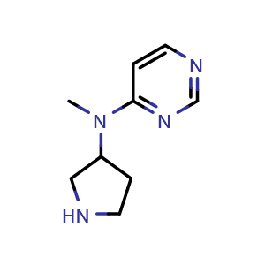 Chemical structure of N-methyl-N-(pyrrolidin-3-yl)pyrimidin-4-amine , CAS 1339769-18-4, AChemBlock AD250481