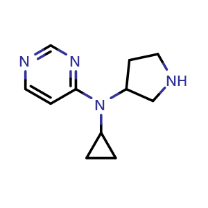 Chemical structure of N-cyclopropyl-N-(pyrrolidin-3-yl)pyrimidin-4-amine , CAS 1557336-19-2, AChemBlock AD250482
