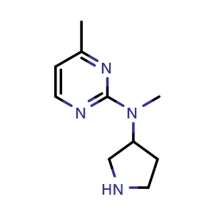 Chemical structure of N,4-dimethyl-N-(pyrrolidin-3-yl)pyrimidin-2-amine , CAS 1342691-73-9, AChemBlock AD250486