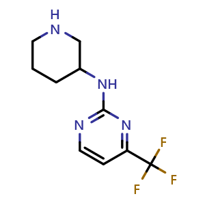 Chemical structure of N-(piperidin-3-yl)-4-(trifluoromethyl)pyrimidin-2-amine , CAS 1457170-10-3, AChemBlock AD250490
