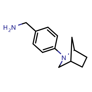 Chemical structure of 1-(4-{2-azabicyclo[2.2.1]heptan-2-yl}phenyl)methanamine , CAS 1274122-45-0, AChemBlock AD250495