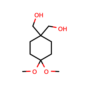 Chemical structure of [1-(hydroxymethyl)-4,4-dimethoxycyclohexyl]methanol , CAS 1627702-65-1, AChemBlock AD250503