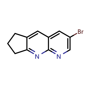 Chemical structure of 3-bromo-6H,7H,8H-cyclopenta[b]1,8-naphthyridine , CAS 2740660-57-3, AChemBlock AD250505