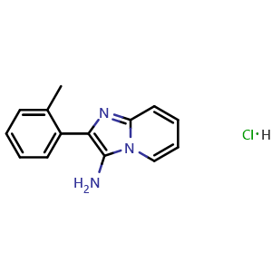 Chemical structure of 2-(2-methylphenyl)imidazo[1,2-a]pyridin-3-amine hydrochloride , CAS 2472672-02-7, AChemBlock AD250511