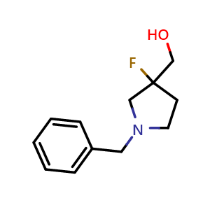 Chemical structure of (1-benzyl-3-fluoropyrrolidin-3-yl)methanol , CAS 109416-61-7, AChemBlock AD250516