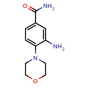 Chemical structure of 3-amino-4-(morpholin-4-yl)benzamide , CAS 31642-90-7, AChemBlock AD250519
