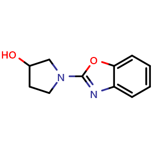 Chemical structure of 1-(benzo[d]oxazol-2-yl)pyrrolidin-3-ol , CAS 1344247-38-6, AChemBlock AD250522