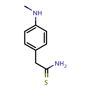 Chemical structure of 2-[4-(methylamino)phenyl]ethanethioamide , CAS 2411640-96-3, AChemBlock AD250525