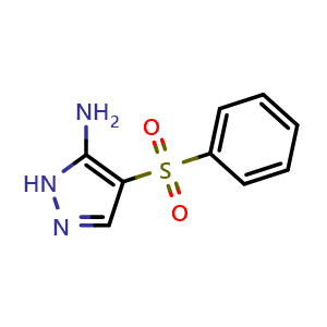 Chemical structure of 4-(benzenesulfonyl)-1H-pyrazol-5-amine , CAS 243661-06-5, AChemBlock AD250534
