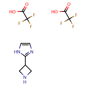 Chemical structure of 2-(azetidin-3-yl)-1H-imidazole;bis(2,2,2-trifluoroacetic acid) , CAS 2970214-41-4, AChemBlock AD250546