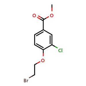 Chemical structure of methyl 4-(2-bromoethoxy)-3-chlorobenzoate , CAS 205106-54-3, AChemBlock AD250549