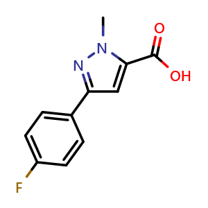 Chemical structure of 3-(4-Fluorophenyl)-1-methyl-1{H}-pyrazole-5-carboxylic acid , CAS 943863-70-5, AChemBlock AD250552
