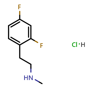 Chemical structure of [2-(2,4-difluorophenyl)ethyl](methyl)amine hydrochloride , CAS 2241128-69-6, AChemBlock AD250561