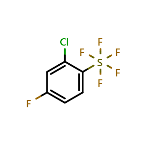 Chemical structure of 2-chloro-4-fluoro-1-(pentafluoro-lambda6-sulfanyl)benzene , CAS 2415263-09-9, AChemBlock AD250562
