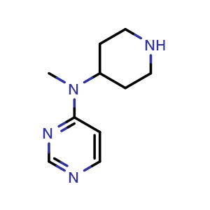 Chemical structure of N-methyl-N-(piperidin-4-yl)pyrimidin-4-amine , CAS 1556130-56-3, AChemBlock AD250569