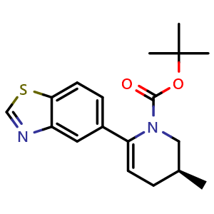 Chemical structure of tert-Butyl (3S)-6-(1,3-benzothiazol-5-yl)-3-methyl-3,4-dihydro-2H-pyridine-1-carboxylate , CAS 2760268-00-4, AChemBlock AD250596