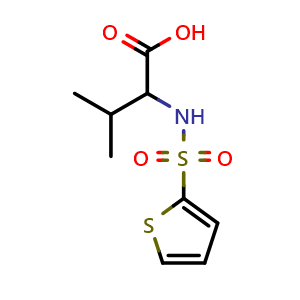 Chemical structure of 3-Methyl-2-(thiophene-2-sulfonylamino)-butyric acid , CAS 82068-14-2, AChemBlock AD250603