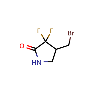 Chemical structure of 4-(bromomethyl)-3,3-difluoropyrrolidin-2-one , CAS 2091638-38-7, AChemBlock AD250644