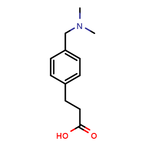 Chemical structure of 3-{4-[(dimethylamino)methyl]phenyl}propanoic acid , CAS 933737-16-7, AChemBlock AD250645